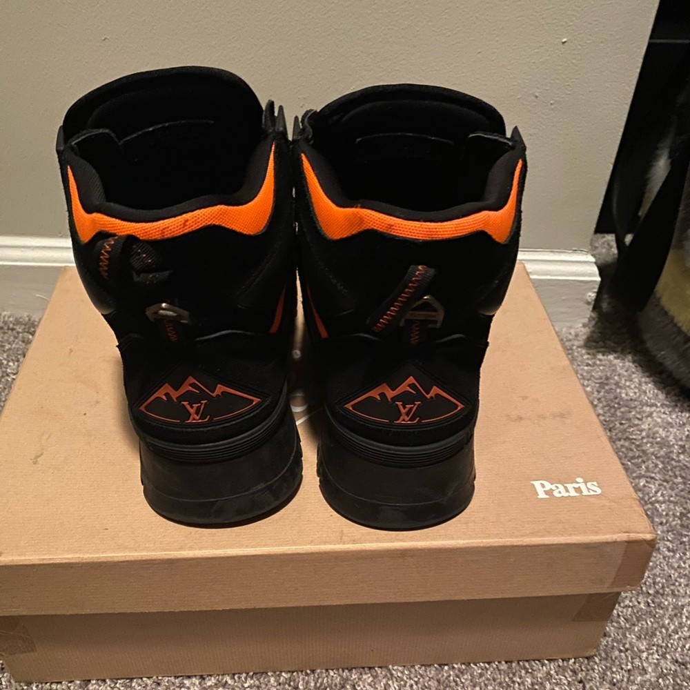 BLACK & ORANGE LOUIS VUITTON HIGH TOP SHOES - Picture 3 of 3
